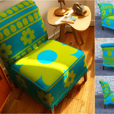 Op-art Fabric Print Slipper Chair 