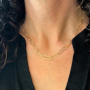 14K Gold Filled Paperclip Chain Necklace, Large Chain Link Necklace, Chunky Chain Link Necklace, Silver Paperclip Necklace, Gift for Her 