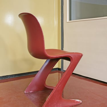 Vintage Ernst Moeckl Matte Red Kangaroo Dining Chair West German Horn VEB Space Age Retro Atomic Era Z Zig Zag Desk Plastic Mid Century Loft 