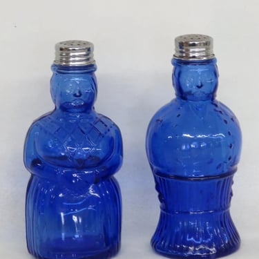 Imperial Glass Cobalt Blue Man and Woman Salt and Pepper Shakers A Pair 3309B