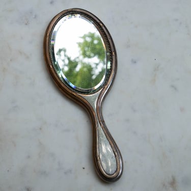 Vintage Silver Plated and Brass Rope Hand Mirror