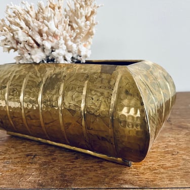 Long Brass Planter Vase Flower Branches Display Centerpiece | Rustic Solid Brass Decor | Filler Mantle Tabletop Vintage Brass | Home Decor 