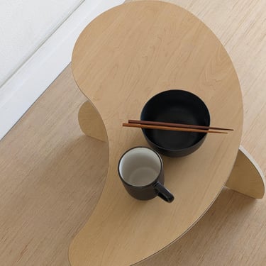 Japandi yin-yang table, bench 