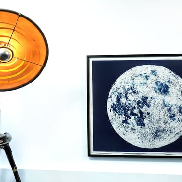 Large Framed Lunar Map Cyanotype Signed  48