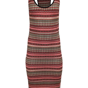 Missoni - Red, Black, & Brown Striped Knit Dress Sz 8