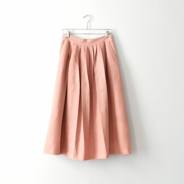 vintage full cotton midi skirt, hand dyed in rose madder pink 