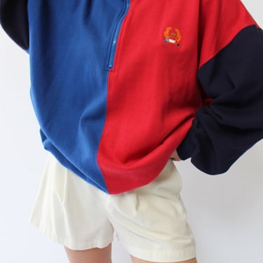 Vintage Christian Dior Red & Blue Zip Henley