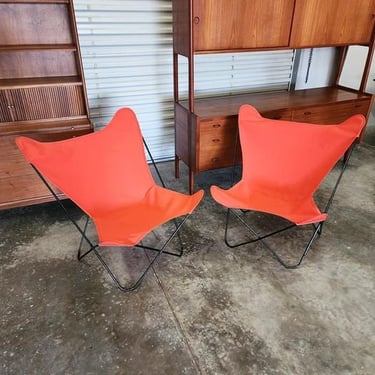 One Mid Century Butterfly Chair W/ New Orange Covers Multiples Available (Please Read Shipping Info in Description) 