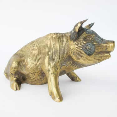 Brass Pig Change Coin Holder Piggy Bank 
