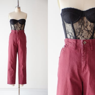 straight leg jeans | 80s 90s vintage Lee high waisted burgundy red jeans 