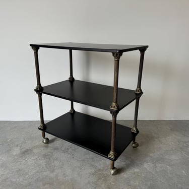 1960's Maxwell Phillip New York - Black ebonized and gilt bronze serving cart 