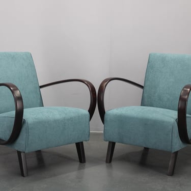 1940s Jindrich Halabala Pair of the Armchairs, Czechoslovakia 