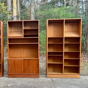 Danish Modern Poul Hundevad bookcases - set of two double shelves , cabinet storage 