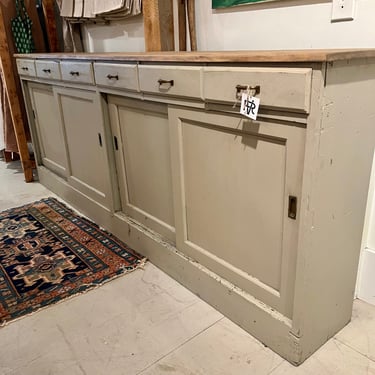 Vintage Painted Factory Cabinet with Sliding Doors