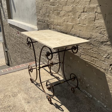 Wrought Iron & Travertine Pastry Table