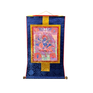 Tibetan Print Fabric Trim Protector Deity Art Wall Scroll Thangka ws2167E 