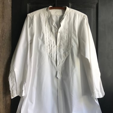 French Gents Dress Shirt, Belle Jardiniere, Original Paris Label, Fine White Cotton, Handsewn, Authentic Period Clothing 