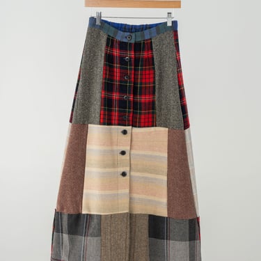Remade Patchwork Wool Skirt