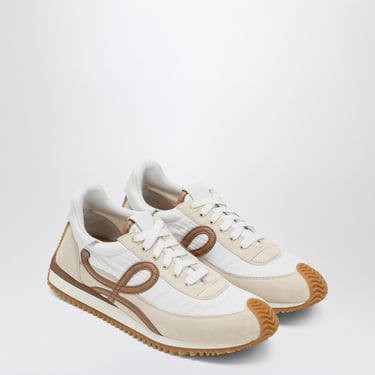 Loewe Flow Runner 2.0 Sneakers In White/Brown Nylon And Suede Women