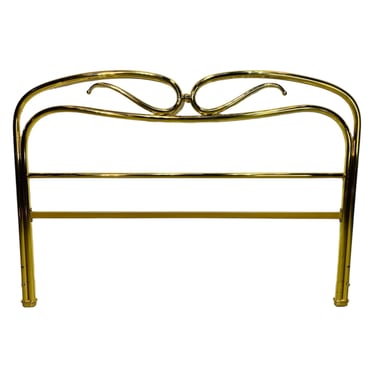1980s Revival Art Deco Tubular Brass Italian Bed Headboard in the Style of Luciano Frigerio 