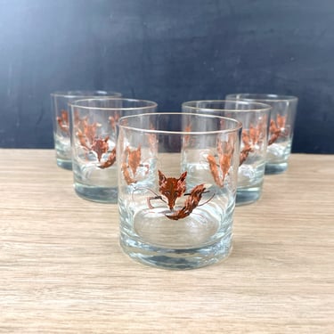 Fox rocks cocktail glasses - set of 5 - 1980s vintage 