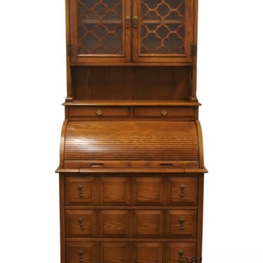 JASPER CABINET Italian Neoclassical Tuscan Style 35" Rolltop Secretary Desk w. Display Bookcase Hutch 