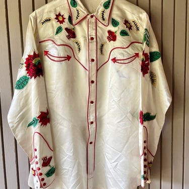 1950s Satin Trail Blazer Western Show Shirt 