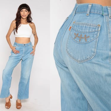 70s Levis Jeans 28 Bell Bottoms Pants Jeans Denim Hippie Jeans Blue High Waisted Flared Hipster 1970s Bohemian Vintage Boho Large 32 
