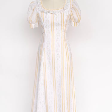 1970s Maxi Dress Rose Cotton Prairie Peasant S 