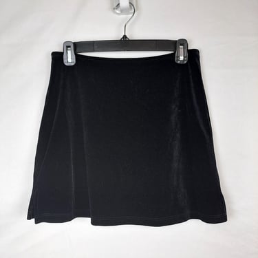 Vintage Y2K / 90s Black Velvet Mini Skirt, Size Medium 