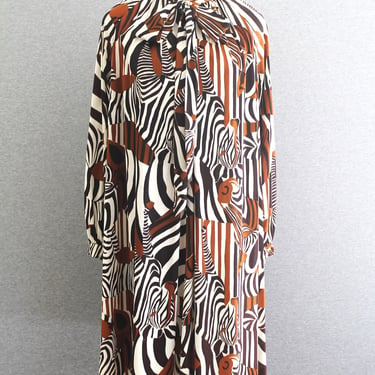 1960-70s - Op Art - Trapeze Dress - Zebra - Estimated S/M - Mid Century Mod 