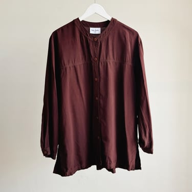 Mahogany Silk Tunic Button Up