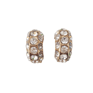 Christian Dior Crystal Half Hoop Earrings