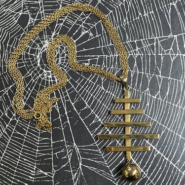 gold modernist necklace vintage disco pendant statement chain 