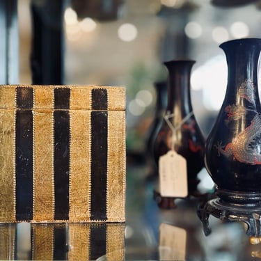 Vintage Gold and Black Striped Italian Florentine Tissue Box