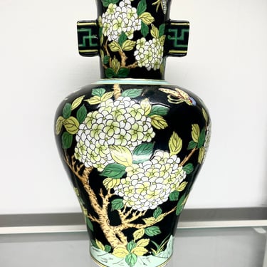 Green and Black Chinoiserie Vase 