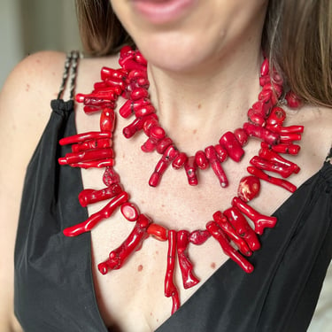 Huge Genuine Red Coral Statement Necklace