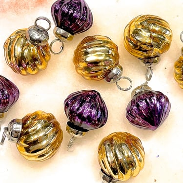 VINTAGE: 5pc - Small Thick Mercury Glass Ornaments - Kugel Style Christmas Ornaments 