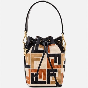 Fendi Women Mini Mon Tresor Canvas Embroidery Bag