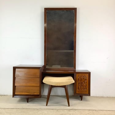 Mid-Century Vanity and Dressing Mirror 