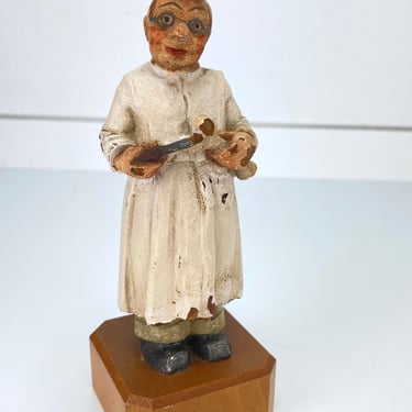 Vintage Toriart Italy Hand Carved Wood Wooden Doctor Statue Figurine 