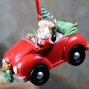 Volkswagen Santa | Circa 1980s | Vintage Santa in Red Volkswagen Christmas Ornament 