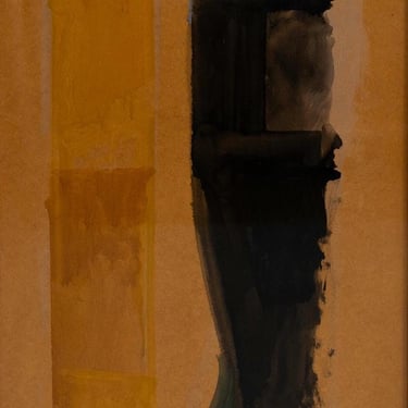 Vintage abstract painting mid century modern oil painting original minimalistic painting Scandinavian artwork blue black painting gold frame 