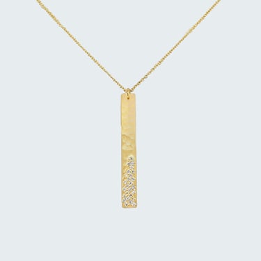 Gold &amp; Diamond Vertical Bar Necklace