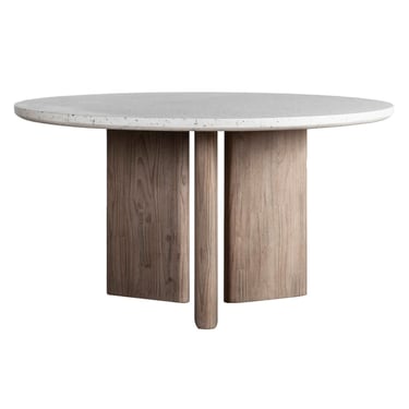 55"  Terrazzo Top indoor/outdoor round table with an acacia wood base by Terra Nova Designs Los Angeles 