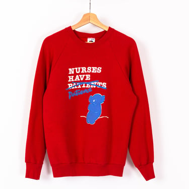 90s Nurses Have Patience Sweatshirt - Men's Medium, Women's Large | Vintage Red Graphic Crew Neck Nursing Pullover 