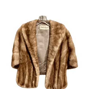 1950s Brown Mink Fur Shoulder Stole Cape Coat