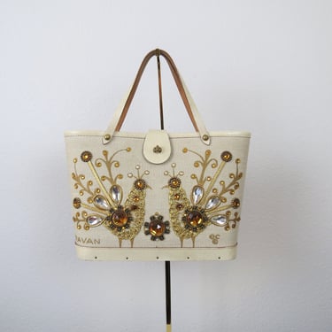 Vintage Enid Collins purse, Collins of Texas handbag, rare, collectible, Pavan, peacock, mod, mid century 