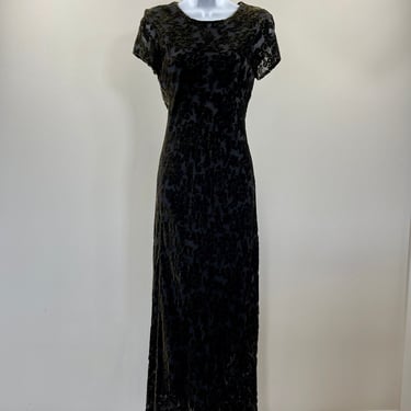 1990s Benjamin A. Velvet Brocade Long Dress 