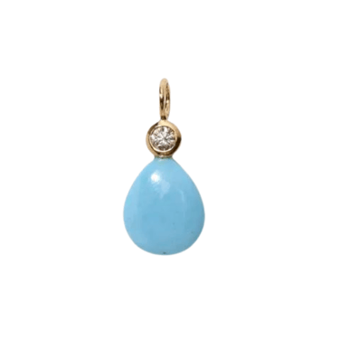 Diamond + Turquoise Drop Necklace Charm — Charm + Chain Trunk Show